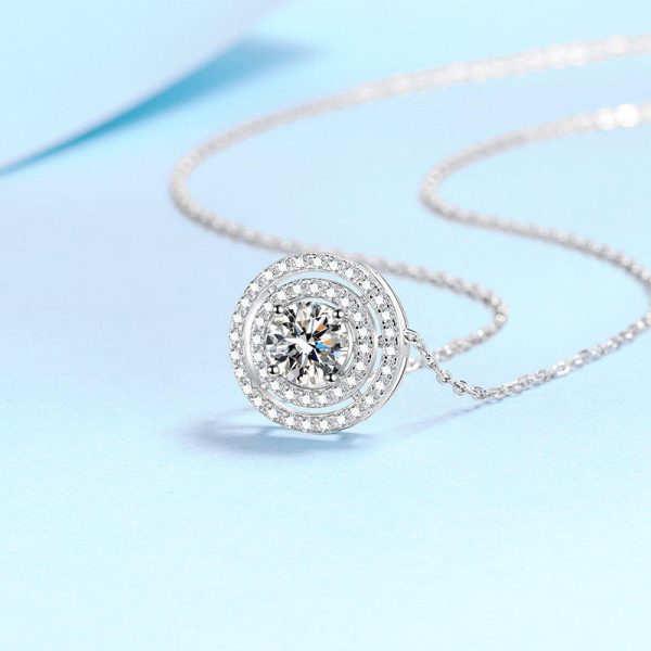 AZ735-X Brilliant Girl 18K White Gold Necklaces Women Birthday Gift 0.5/1/2ct Moissanite Diamond Pendant Wedding Girlfriend Fine Jewelry - Image 4