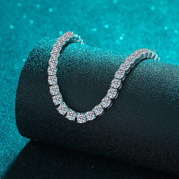 AZ755-X Rhodium Plated 4/3mm All Moissanite Tennis Necklace for Women Simulated Diamond Party Jewelry 925 Sterling Silver Pendant - Image 4