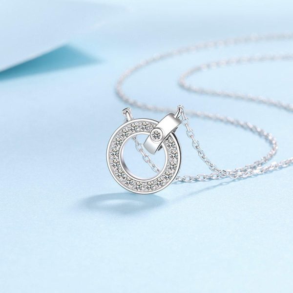 AZ756-X 18K White Gold Platinum PT950 0.45ct Moissanite Pendant for Women High Polished Fine Jewelry - Image 4