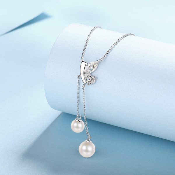 AZ791-X Lefei Fashion Luxury Classic Moissanite Diamond-set Pearl Tassel Butterfly Necklaces Women 925 Silver Party Jewelry Gift - Image 4