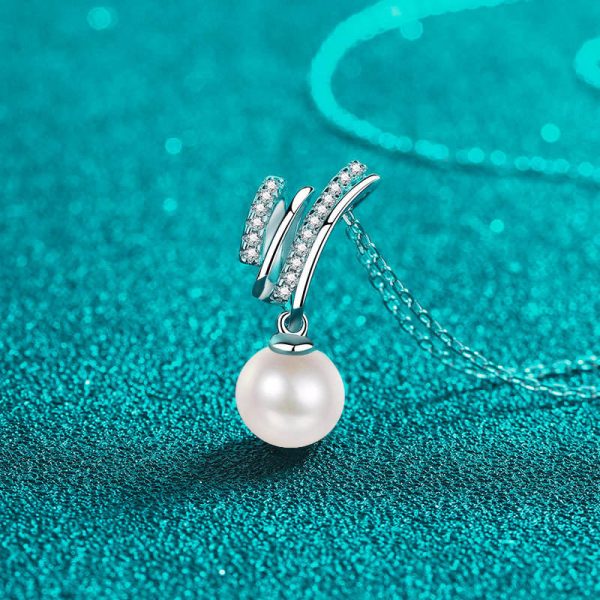 AZ844-X Fashion Luxury Classic Moissanite Diamond-set Pearl Design Circle Necklace For Women 925 Silver Party Jewelry Gift - Image 4