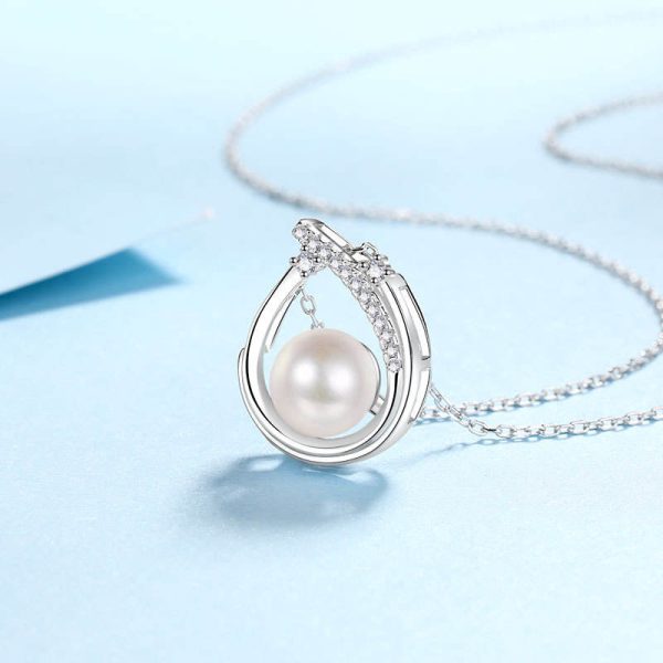 AZ846-X S925 Sterling Silver Moissanite 9mm Pearl Necklace Fashion Commuter Collar Chain Fo Women - Image 4