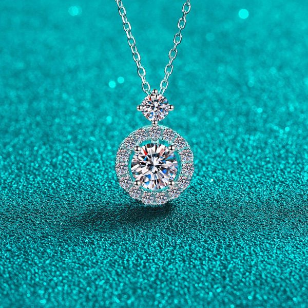 AZ870-X .5CT Moissanite Round Bun Pendant Necklace S925 Sterling Silver Office Chic Minimalist Daily Wear GBA Certified Free Gift Box - Image 5