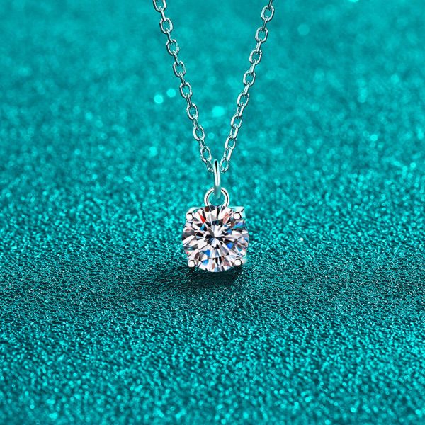 AZ875-X Fashion Trend Luxury Classic Moissanite Diamond-set 1ct Simple Necklace Women 925 Silver Party Charms Jewelry Gift - Image 5