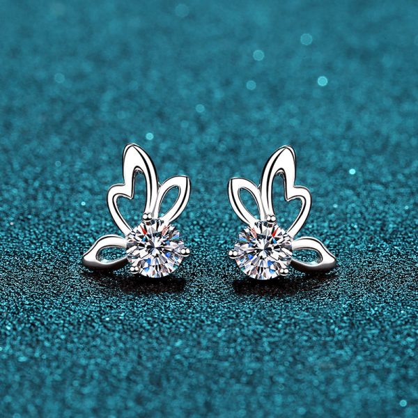 AZ044-E Ribbon Bowknot Tie Moissanite Stud Earrings 925 Sterling Silver 1CT Square Lab Diamond Fine Jewelry For Women Girl Birthday Gift - Image 5