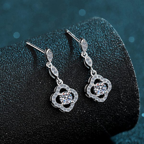 AZ095-E S925 Sterling Silver 0.6ct D Moissanite Diamond Pendant Earrings Women's Anniversary Jewelry - Image 5