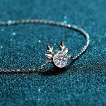 AZ049-S  Sterling Silver S925 Hypoallergenic 0.5ct Moissanite Deer Head Women's Versatile Bracelet Personalized Simple Versatile Antlers - Image 3