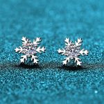 AZ108-E Test Passed Moissanite Stud Earrings Women Snowflake Earring 925 Sterling Silver Plated Rhodium Sparkly Fine Jewelry Gift - Image 5