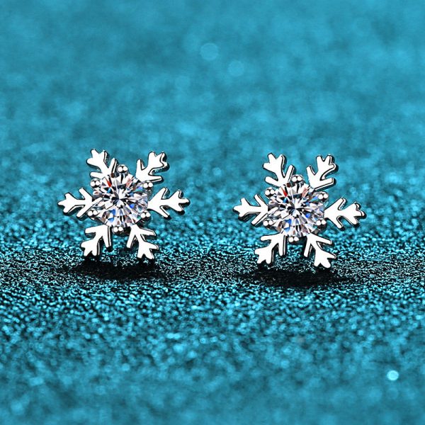 AZ108-E Test Passed Moissanite Stud Earrings Women Snowflake Earring 925 Sterling Silver Plated Rhodium Sparkly Fine Jewelry Gift - Image 5