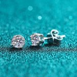 AZ162-E  0.6 Ct S925 Silver Four-Claw Hoop Earrings GBA Certified Bridal Jewelry Free Gift Box Elegant Simple Wedding Gift for Women - Image 5
