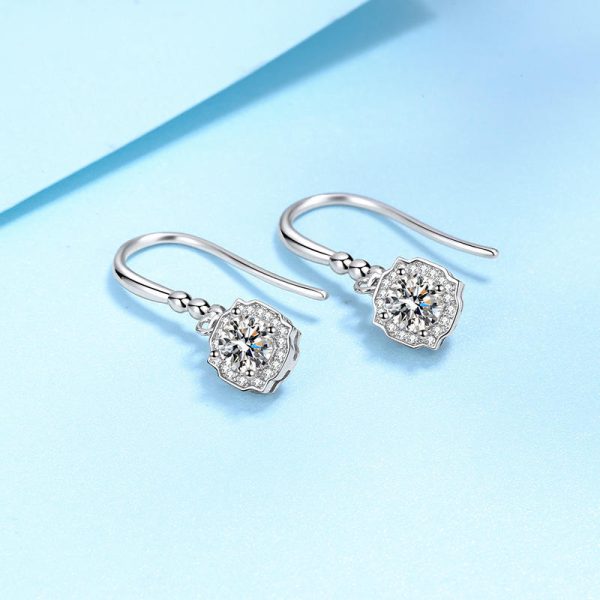AZ180-E Fashionable Ladies Moissanite Earrings Silver Jewelry Cute Tiny Clear Moissanite Drop Earrings Gift for Girls - Image 4