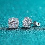 AZ185-E JECIRCON Women Earrings Original 925 Sterling Silver Stud Earrings Korean Style Classic Square Bag 1ct  Moissanite Ear Jewelry - Image 5