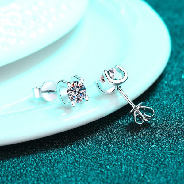 AZ204-E GRA Certified Classic Earrings Manufacturer Customized S925 Sterling Silver Round Cut Moissanite Women Earrings - Image 4