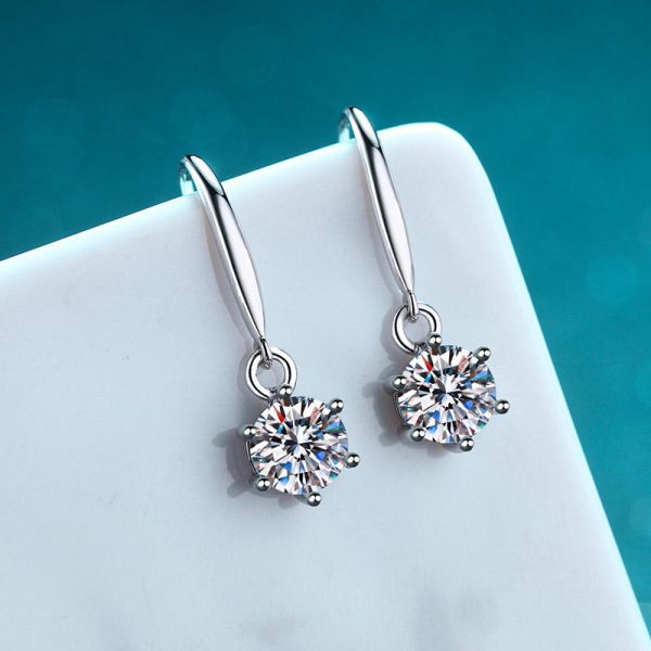 AZ299-E Sterling Silver Lab Diamond Drop Earring Women Round Cut Moissanite Ear Hook Earrings D Color GRA Certificated Jewelry - Image 3