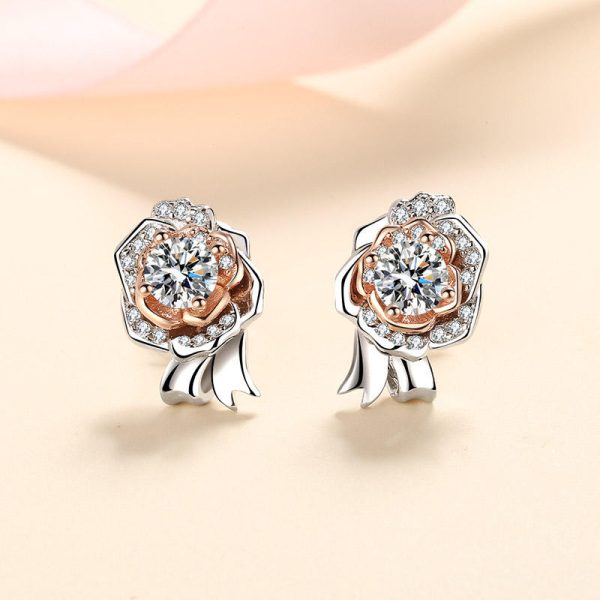 AZ372-E Wedding Party Daughter Fine Jewelry PT950 Platinum Stud Earrings for Women Moissanite Diamond 0.5/1ct Flower Girl Birthday Gift - Image 5
