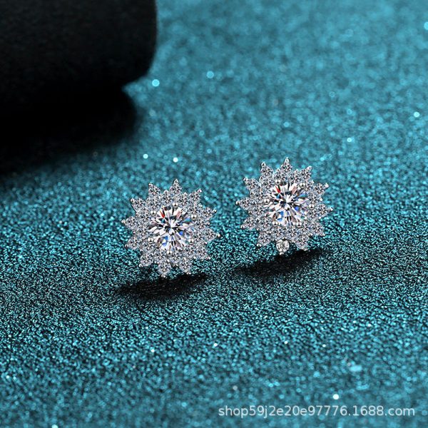 AZ033-E 925 Sterling Silver Earrings 1 Carat Moissanite Diamond Wrapped, Customizable Stars, Hand Picked Design - Image 5