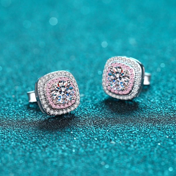 AZ407-E Girlfriend Birthday Gift 18K White Gold Stud Earrings 0.5ct Square Arond Cut Moissanite Diamond Women Wedding Party Fine Jewelry - Image 5