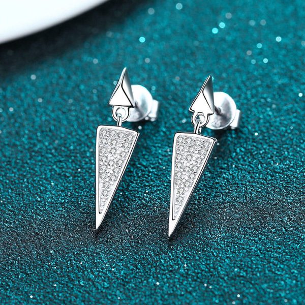 AZ429-E 0.19 ct Moissanite S925 Silver Stud Earrings for Women Plated Pt950 Triangular Full Inlay Lover Gift Ear Studs Jewelry Wholesale - Image 5