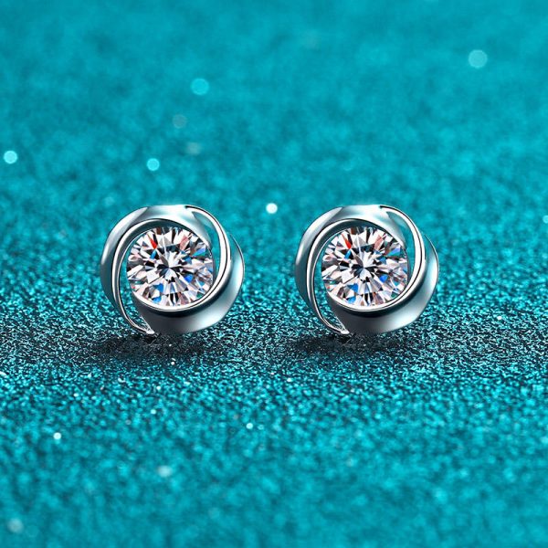 AZ446-E 18K gold women's whirlwind earrings 30 minutes and 50 minutes with moissanite earrings, high-end plated PT950 platinum - Image 5