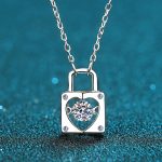 AZ118-X S925 Sterling Silver Moissanite Necklace, Women's Lock, Dynamic Pendant, Collarbone Chain, Jewelry Accessories - Image 5