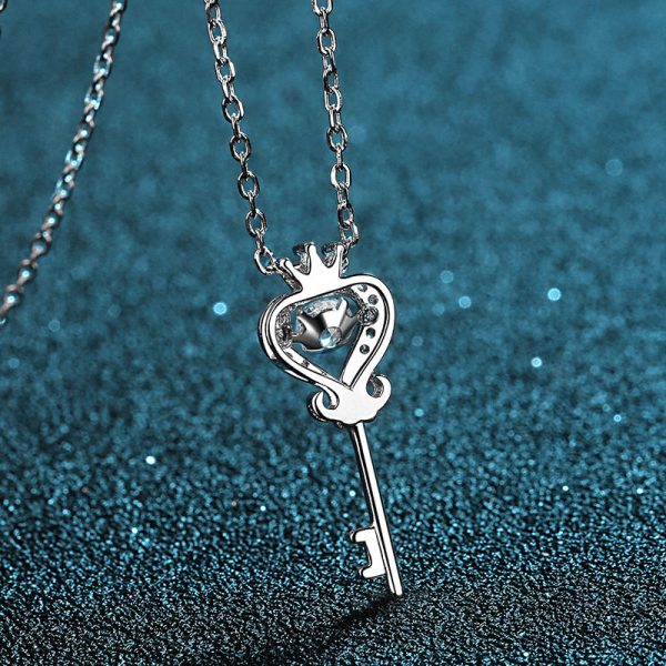 AZ120-X 0.3ct  S925 Sterling Silver Moissanite Lock Bone Chain Dynamic Pendant Necklace Chilled Minimalist GBA Certified Free Gift Box - Image 3