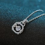 AZ123-X Fashion Trend Luxury Classic 0.5Ct Moissanite Nimble Lock Square Necklace For Women 925 Silver Party Charm Jewelry - Image 3