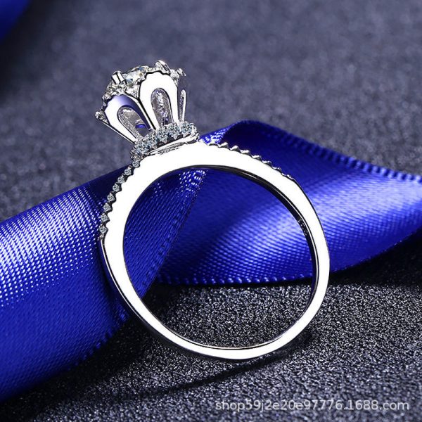 AZ007-J  Moissanite Diamond Engagement Rose Rings For Women 100% 925 Sterling Silver Bridal Wedding Band Bezel Setting - Image 3