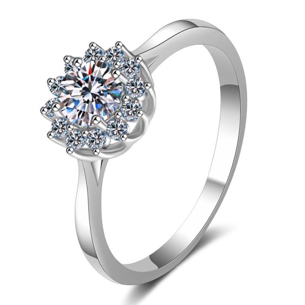 AZ010-J  1ct  Moissanite Rings For Women D Color VVS Luxury Flower Shape Bridal Female Engagement Wedding Jewerly Size5-9