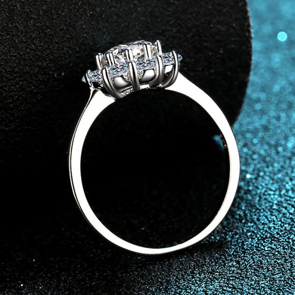 AZ012-J 2Ct Floral Moissanite Oversized Rings 925 Silver Women's GBA Certified Stylish Durable Free Gift Box Bold Chic Versatile - Image 4