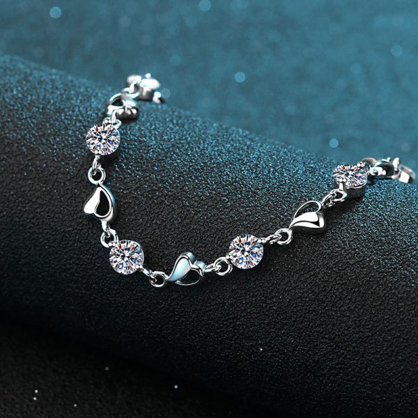 AZ111-S  3.5ct GBA Certified S925 Pure Silver Plated PT950 Gold Heart-to-Heart Moissanite Bracelet Noble Luxury Jewelry for Women Gift - Image 3