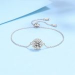 AZ209-S  1 Carat Real Moissanite Bracelet Star Moon Brilliant Charm Bangle 925 Solid Silver Hand Chain Jewelry Pass Diamond Tester - Image 5