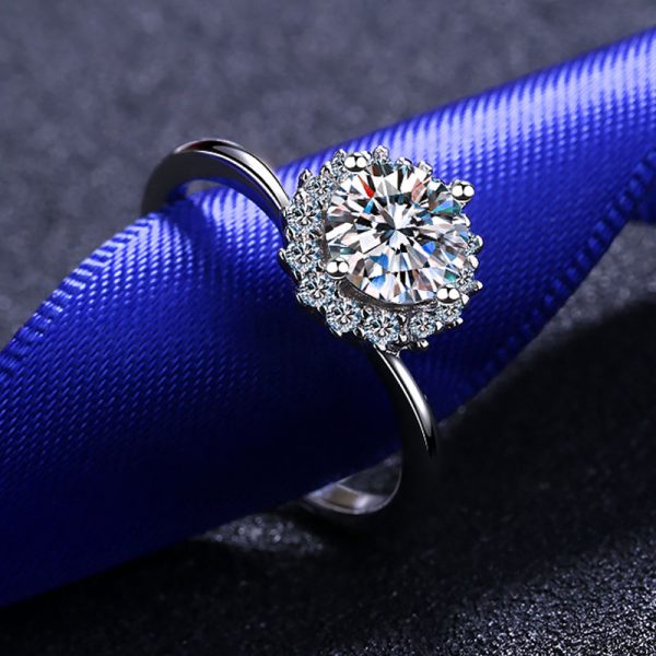 AZ016-J GRA Certified 1.0 Carat Moissanite Ring VVS1 Lab Diamond Solitaire Ring for Women Engagement Promise Wedding Bands Jewelry Gift - Image 4