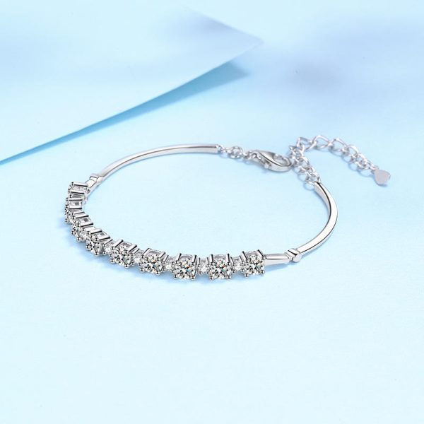 AZ376-S  Women Bracelet S925 Sterling Silver Row Diamond Bracelet 9 Stones D Color Moissanous Hand Chain Wedding Party Jewelry - Image 4