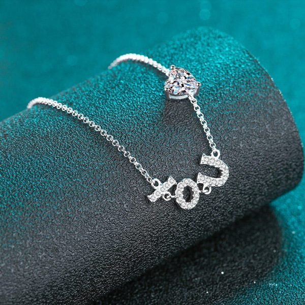 AZ629-S Fashion Fine Luxury Classic 1ct Moissanite Letter I LOVE YOU Heart Bracelets For Women s925 Silver Wedding Jewelry - Image 4