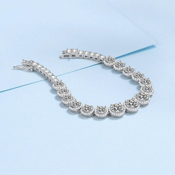 AZ670-S  D Color Moissanite Tennis Bracelet 925 Sterling Silver with White Gold Plated Shiny Bracelets Chian for Women with GRA - Image 4