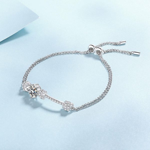 AZ802-S 2Ct Moissanite Dual Chain Toggle Design Bracelet S925 Pure Silver for Women Free Gift Box Exquisite Outfit Shines Brightly - Image 4