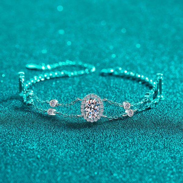 AZ920-S Luxury 1ct Moissanite Bracelet 18k White Gold & Platinum PT950 Shimmering Stylish Women's Wedding Fine Jewelry Sparkling Gift - Image 4