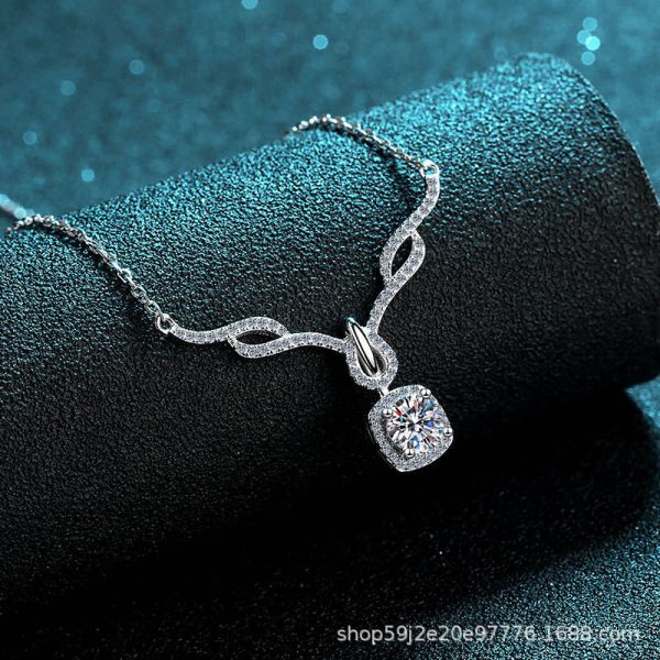 AZ036-X Butterflykiss 0.8 Carat Moissanite Necklace For Women Sparkling Diamond Pendant Solid Silver 925 Jewellery Luxury Party Jewelry - Image 4