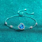 AZ922-S Luxury 1 Carat Blue Heart-shaped Moissanite Bracelet, Platinum PT950 Graceful Love Bangle Women's Accessory Wedding Jewelry Gift - Image 4