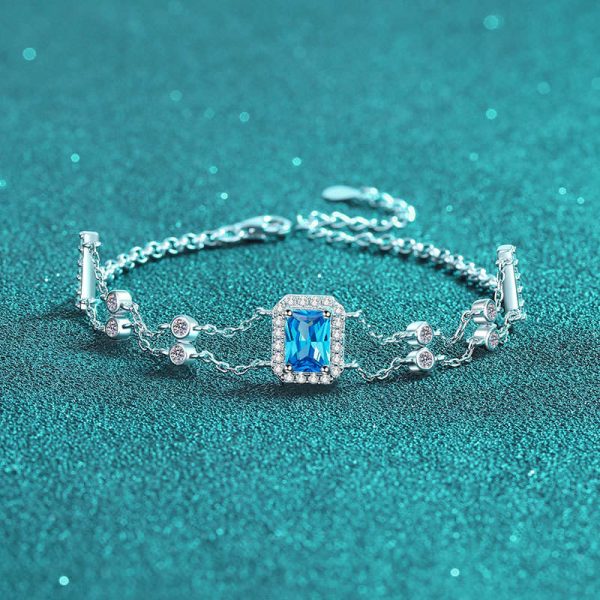 AZ983-S High Quality 1ct Emerald Cut Moissanite Diamond Jewelry 925 Sterling Silver Women Adjustable Bracelet For Party Daily Wear - Image 5