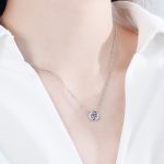 AZ160-X Lnngy 6.5mm Round Bezel Moissanite Pendant Necklace For Women 925 Sterling Silver Clavicle Chain Necklaces Jewelry Collare Mujer - Image 2
