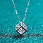 AZ193-X 925 Sterling Silver 1 Carat Moissanite Rubik's Cube Necklace Niche Design High Fashion Cute Girlfriend Souvenir Birthday Gift - Image 3