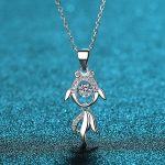 AZ203-X Platinum PT950 18K White Gold 0.3ct Moissanite Fish Necklace Pendant for Women Anniversary Gift Idea Jewelry - Image 5