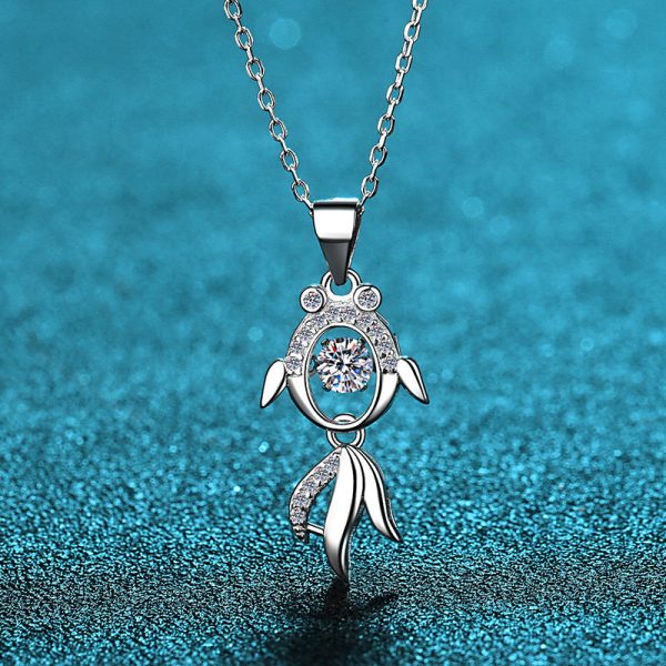 AZ203-X Platinum PT950 18K White Gold 0.3ct Moissanite Fish Necklace Pendant for Women Anniversary Gift Idea Jewelry - Image 5