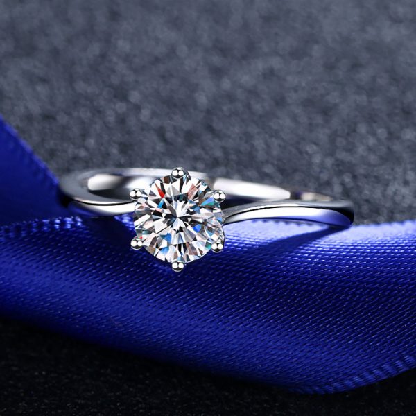 AZ020-J 925 Silver 0.8 Carat Moissanite Ring Fashion Sparkling Gorgeous Jewelry Gift Suitable for Wedding Party Mother's Day - Image 4