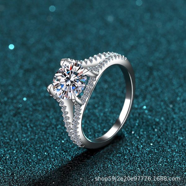 AZ037-J 925 Sterling Silver moissanite Rings women Shining crystal adjustable size Fashion party Couple Gifts engagement wedding Jewelry - Image 5