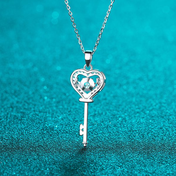 AZ220-X Moissanite Necklace Love Heart Key Pendant 0.5ct Sterling Silver D VVS1 Lab Diamond with GRA Certificate Necklace for Women - Image 4