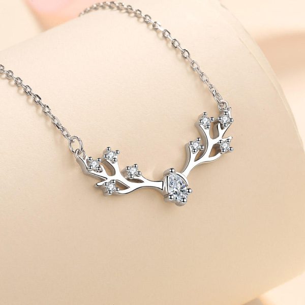 AZ323-X MoisaLuxe Official Store GRA Moissanite Plata Sterling 925 Silver Pendant Necklace Deer Antlers Clavicle Chain Jewelry Gift - Image 3
