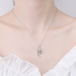 AZ372-X Birthday Gift 18K White Gold Necklaces for Women 0.5ct Moissanite Diamond Rose Flower Pendant Girlfriend Engagement Fine Jewelry - Image 2