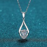 AZ041-X Designer Platinum PT950 Moissanite Necklace for Exquisite Women 0.5ct Dcolor Pendant Jewelry Wedding Sparkling Round Cut Diamond - Image 5